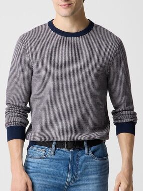 J. Crew Houndstooth lightweight crewneck 100% Cotton Sweater  XL NWT